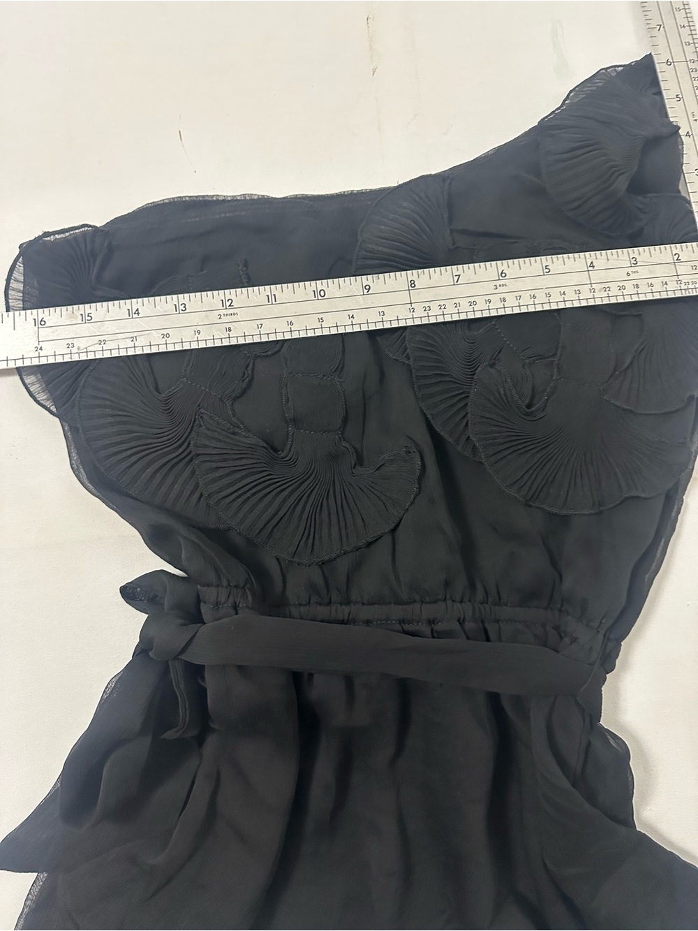 Black One-Shoulder Ruffled blouse - Picture 3 of 8